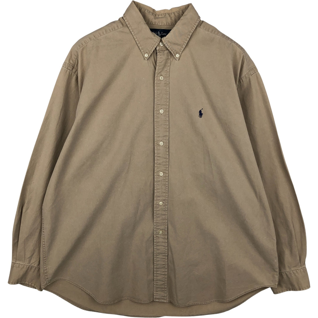 Ralph Lauren BLAKE long sleeve button down shirt, men's XL size cotton Beige type Vintage Second Hand