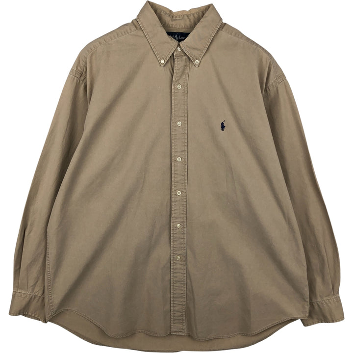 Ralph Lauren BLAKE long sleeve button down shirt, men's XL size cotton Beige type Vintage Second Hand