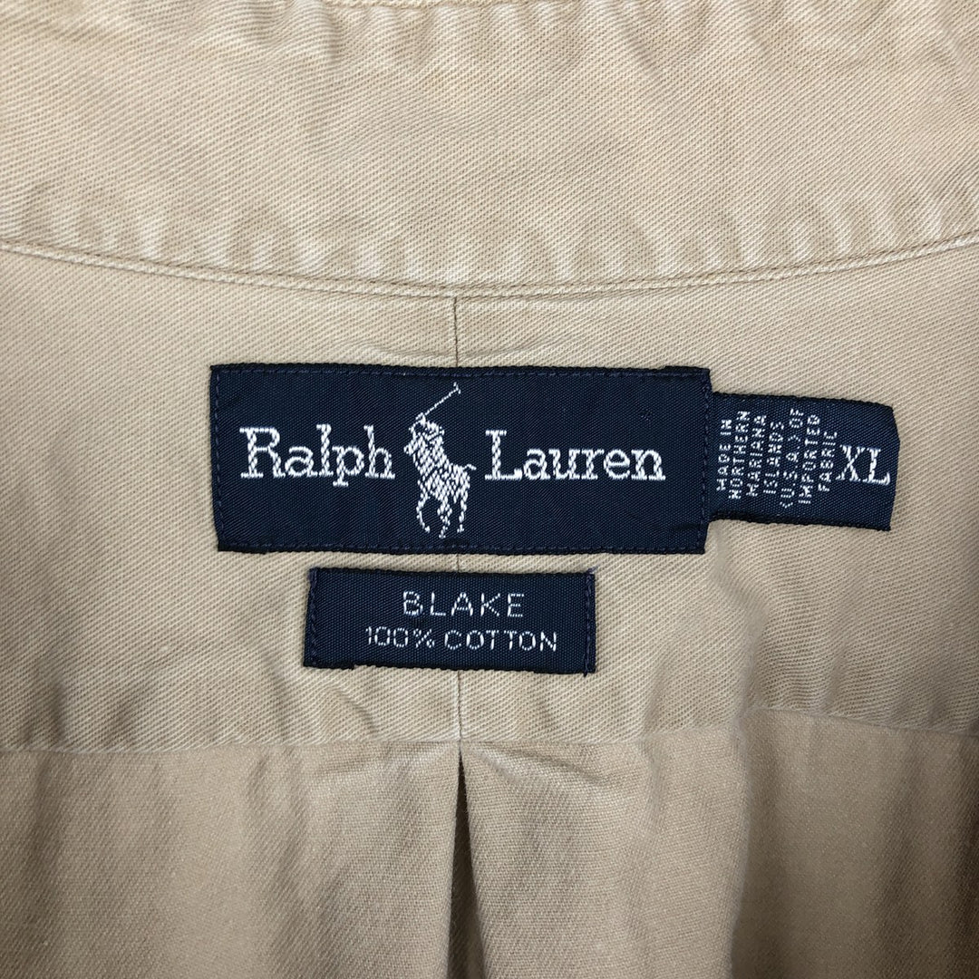 Ralph Lauren BLAKE long sleeve button down shirt, men's XL size cotton Beige type Vintage Second Hand
