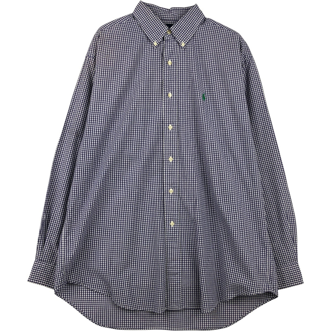 Ralph Lauren BLAKE Gingham Check Long Sleeve Button-Down Check Shirt, Men's Size L cotton white type Vintage Second Hand