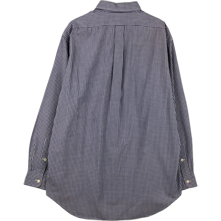 Ralph Lauren BLAKE Gingham Check Long Sleeve Button-Down Check Shirt, Men's Size L cotton white type Vintage Second Hand