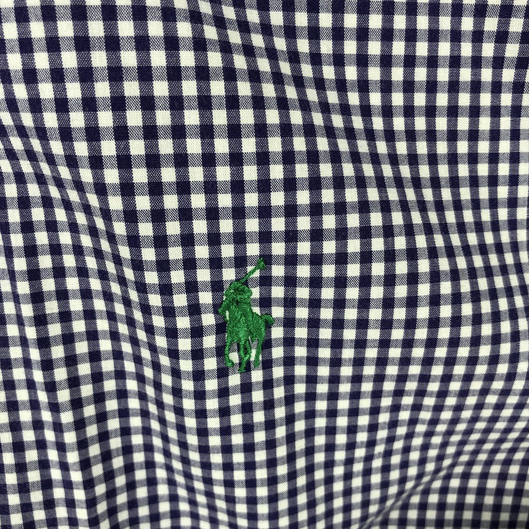 Ralph Lauren BLAKE Gingham Check Long Sleeve Button-Down Check Shirt, Men's Size L cotton white type Vintage Second Hand