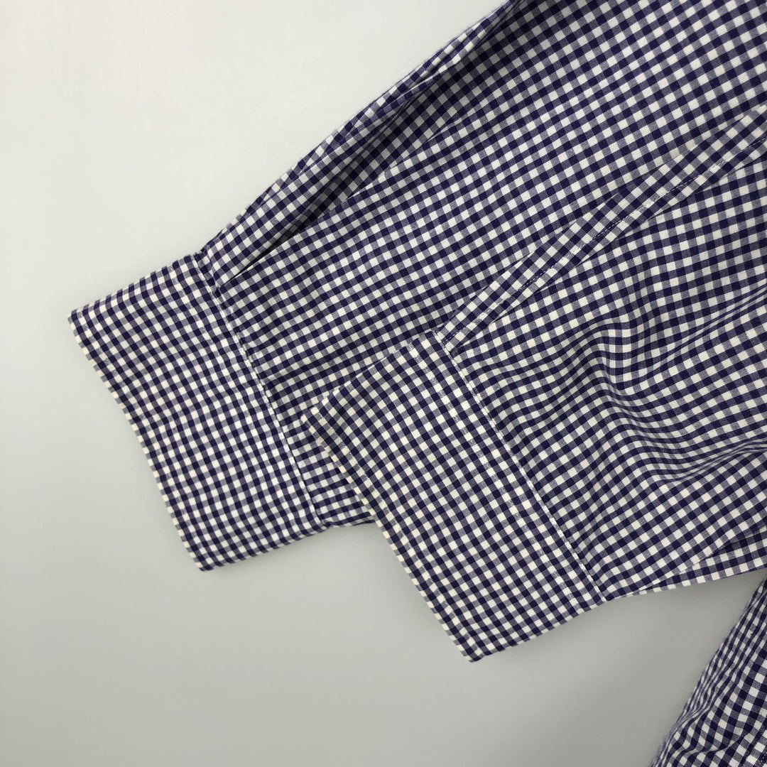 Ralph Lauren BLAKE Gingham Check Long Sleeve Button-Down Check Shirt, Men's Size L cotton white type Vintage Second Hand