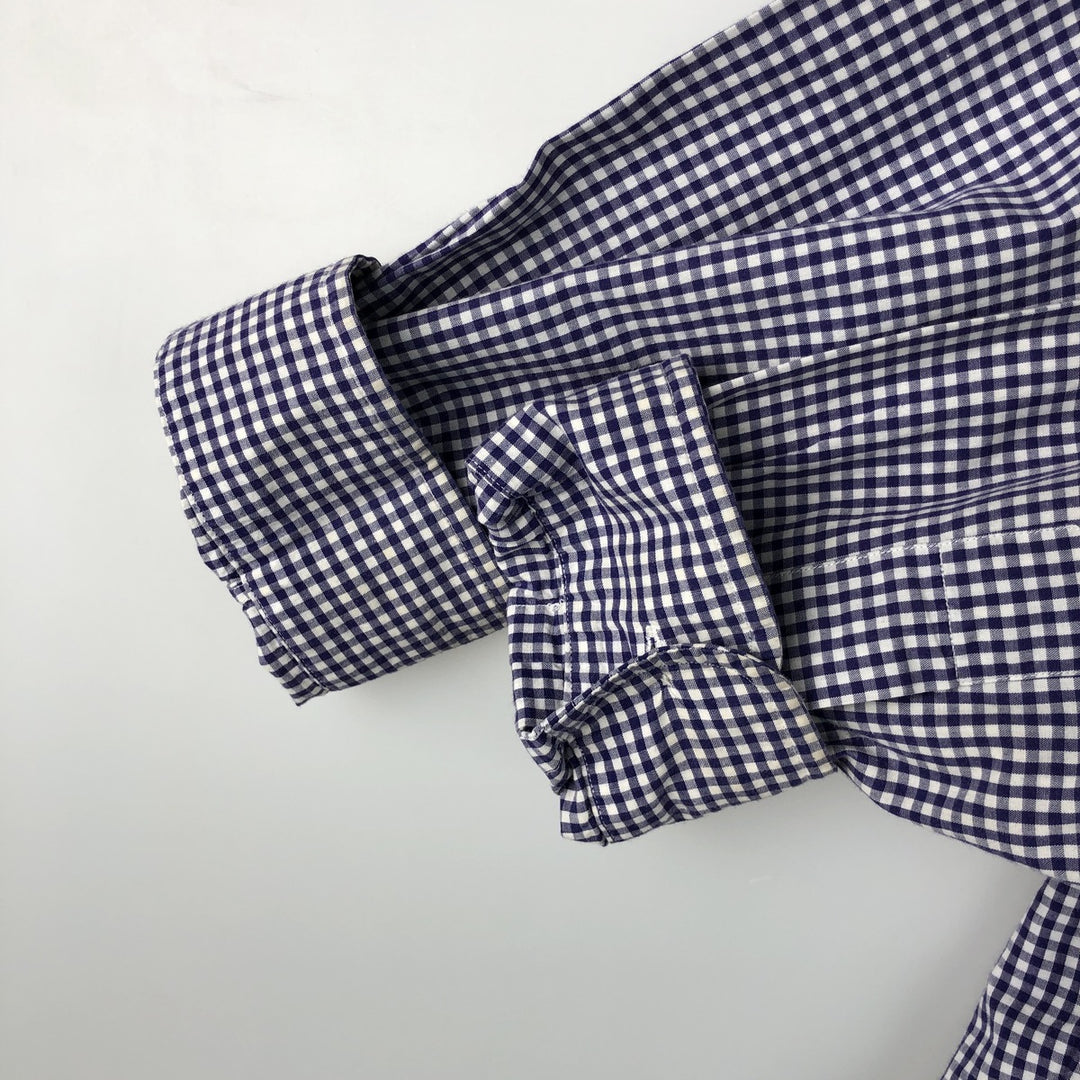 Ralph Lauren BLAKE Gingham Check Long Sleeve Button-Down Check Shirt, Men's Size L cotton white type Vintage Second Hand