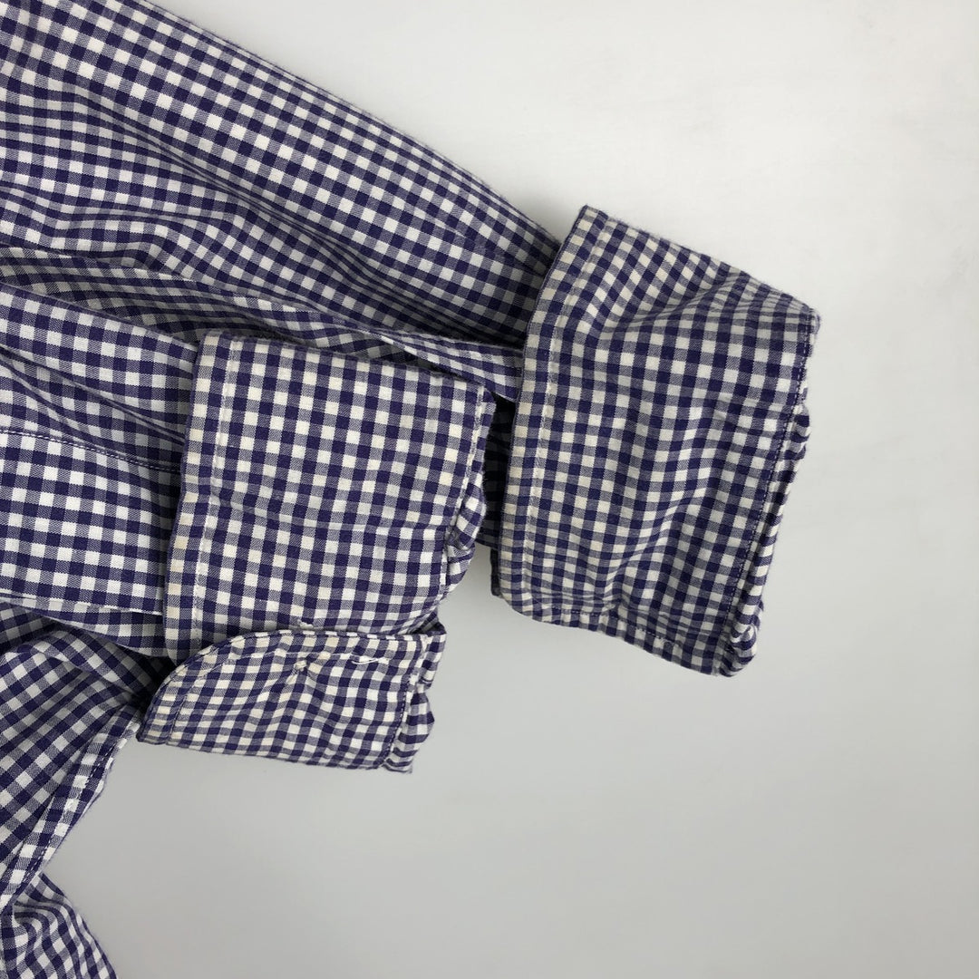 Ralph Lauren BLAKE Gingham Check Long Sleeve Button-Down Check Shirt, Men's Size L cotton white type Vintage Second Hand