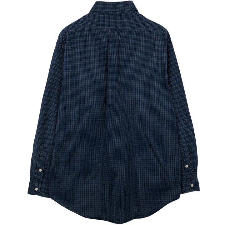 Ralph Lauren BLAKE long sleeve button down check shirt, men's size M cotton navy blue type Vintage Second Hand