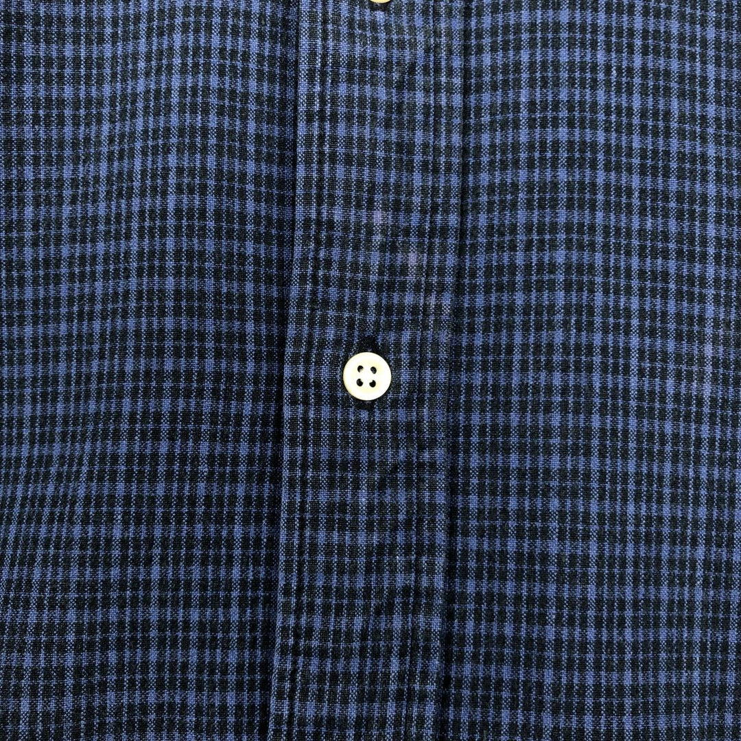 Ralph Lauren BLAKE long sleeve button down check shirt, men's size M cotton navy blue type Vintage Second Hand