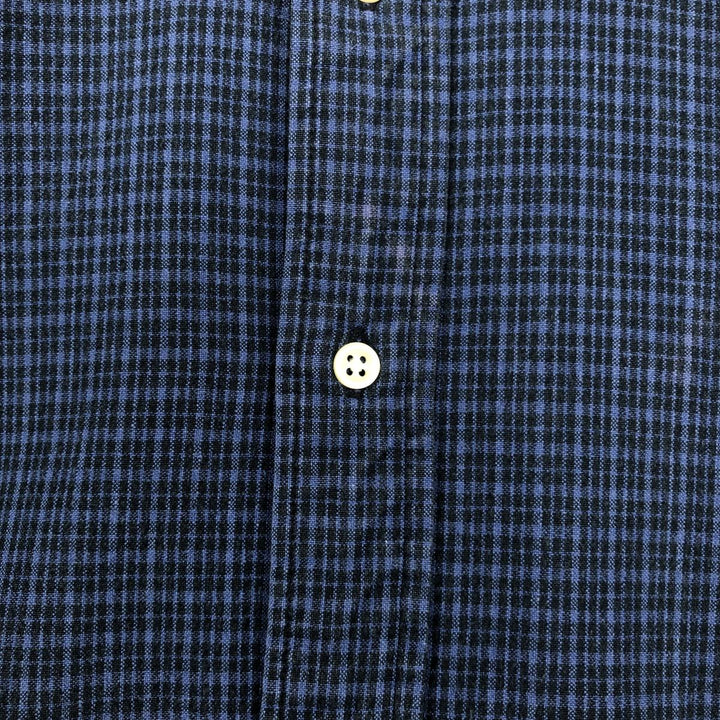 Ralph Lauren BLAKE long sleeve button down check shirt, men's size M cotton navy blue type Vintage Second Hand