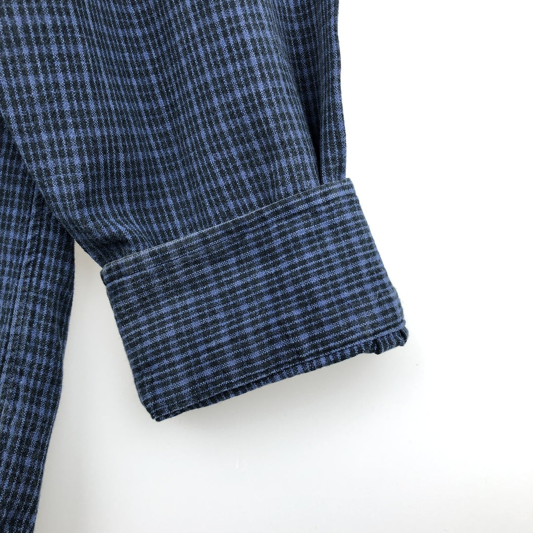 Ralph Lauren BLAKE long sleeve button down check shirt, men's size M cotton navy blue type Vintage Second Hand