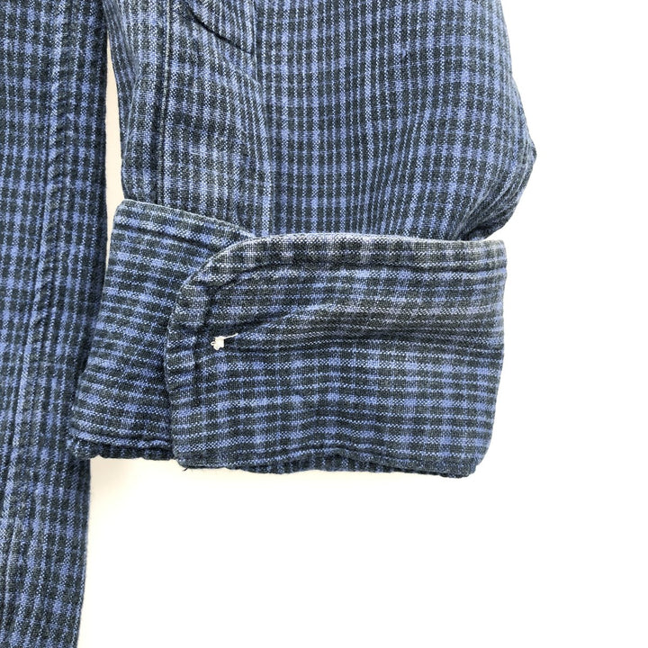 Ralph Lauren BLAKE long sleeve button down check shirt, men's size M cotton navy blue type Vintage Second Hand