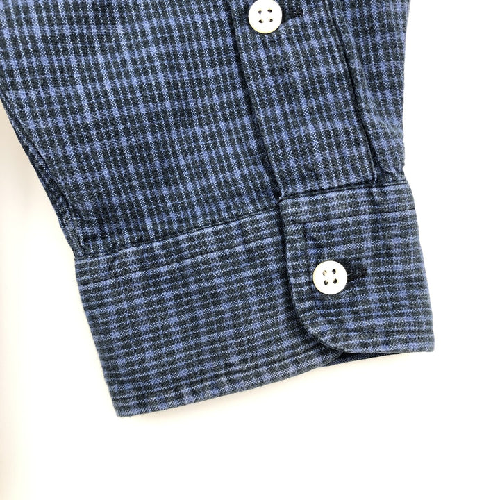 Ralph Lauren BLAKE long sleeve button down check shirt, men's size M cotton navy blue type Vintage Second Hand