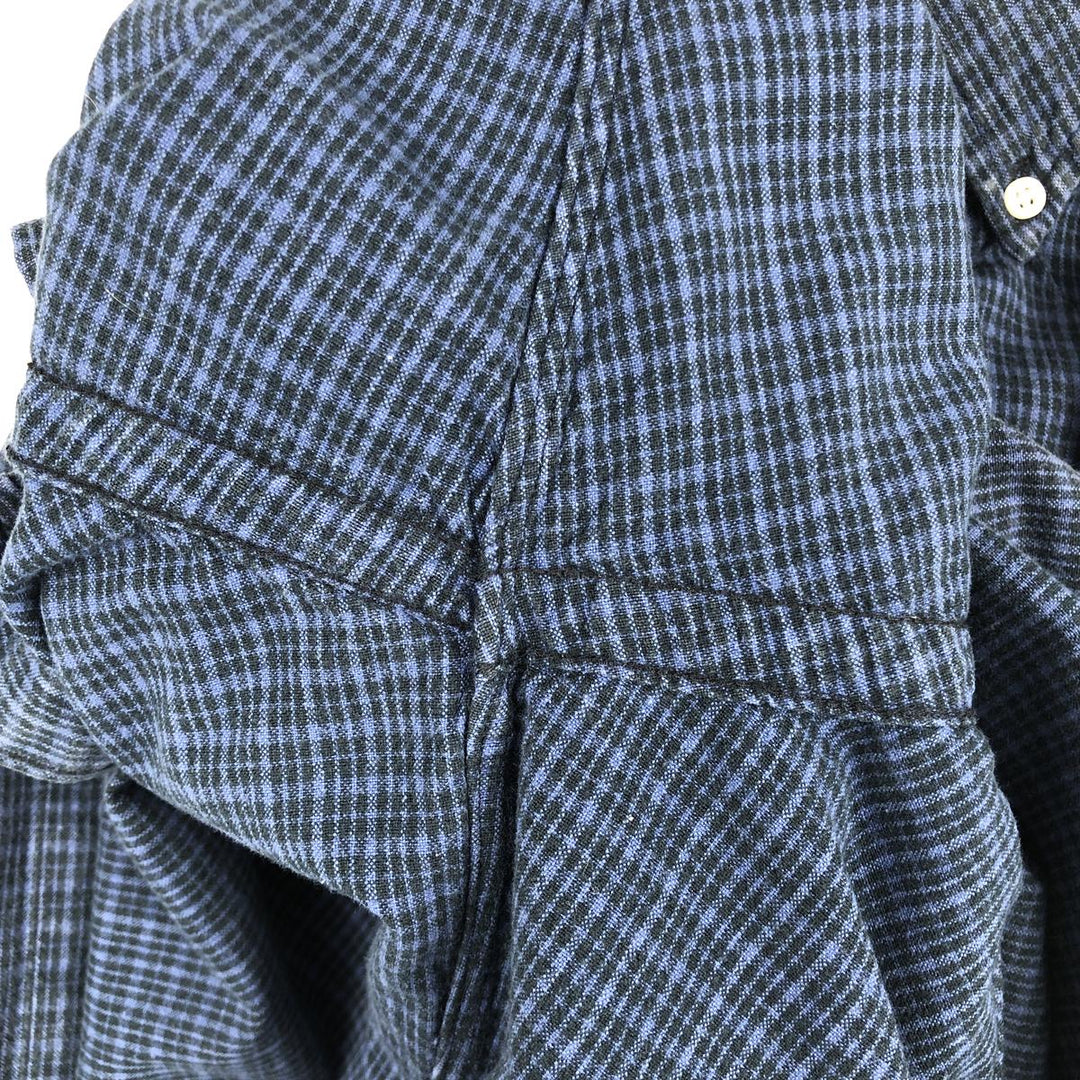Ralph Lauren BLAKE long sleeve button down check shirt, men's size M cotton navy blue type Vintage Second Hand