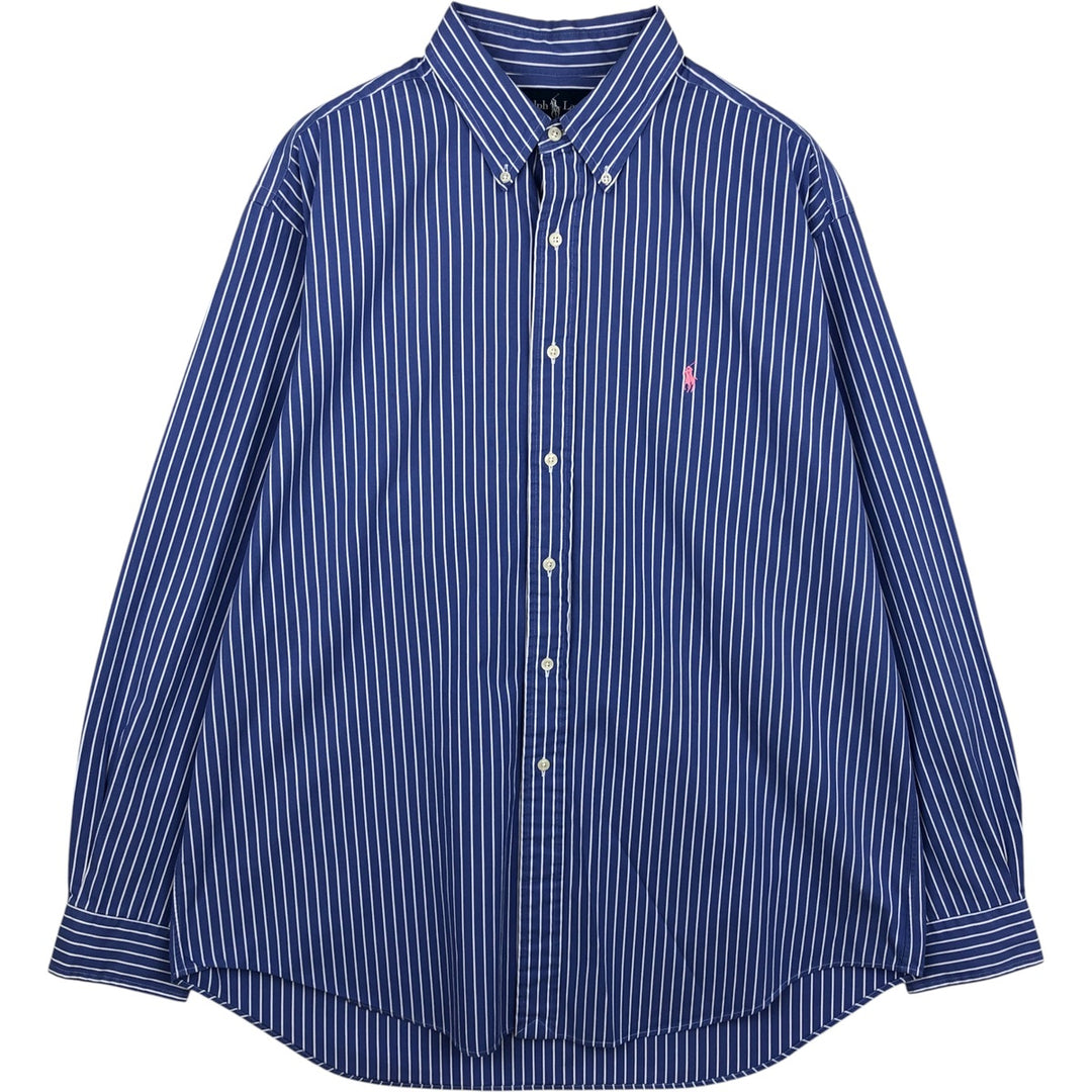 Ralph Lauren Classic Fit Long Sleeve Button Down Striped Shirt Men's XL cotton Blue type light blue Vintage Second Hand