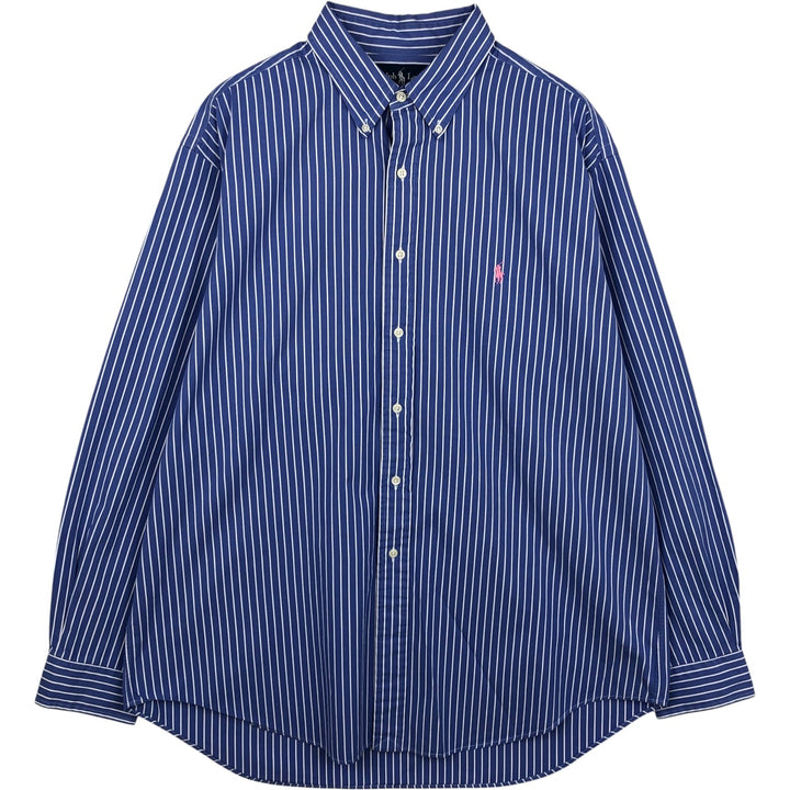 Ralph Lauren Classic Fit Long Sleeve Button Down Striped Shirt Men's XL cotton Blue type light blue Vintage Second Hand