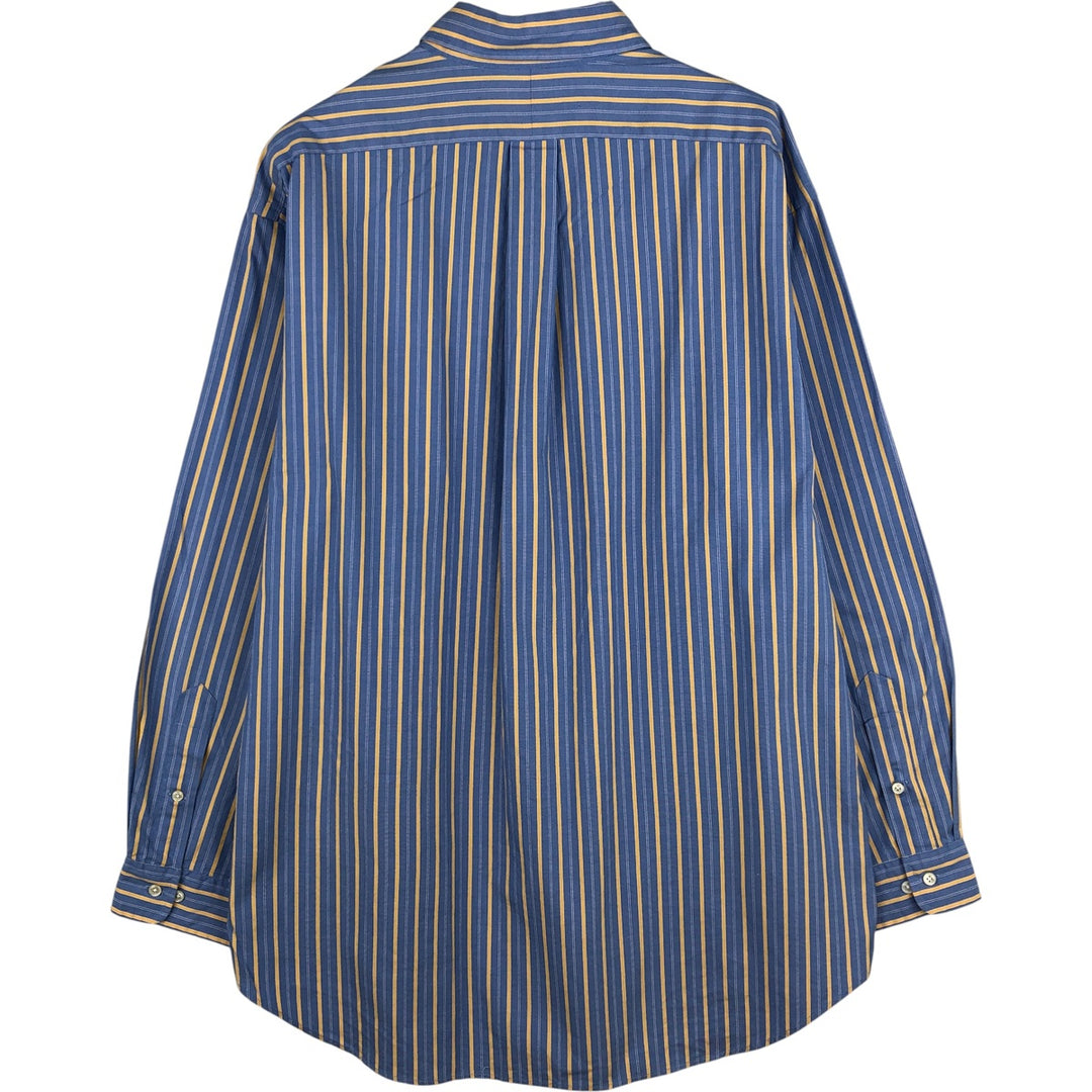 Ralph Lauren YARMOUTH Long Sleeve Button-Down Striped Shirt, Men's XL cotton blue type Vintage Second Hand