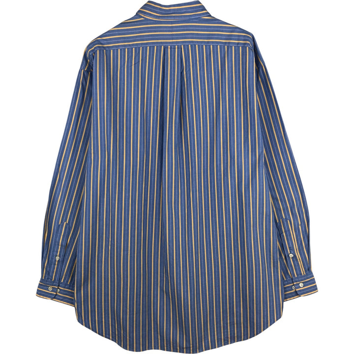 Ralph Lauren YARMOUTH Long Sleeve Button-Down Striped Shirt, Men's XL cotton blue type Vintage Second Hand