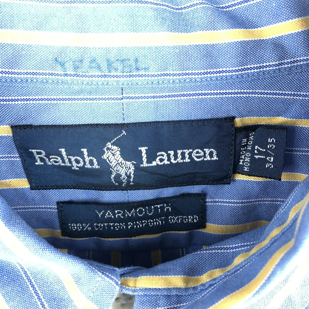 Ralph Lauren YARMOUTH Long Sleeve Button-Down Striped Shirt, Men's XL cotton blue type Vintage Second Hand