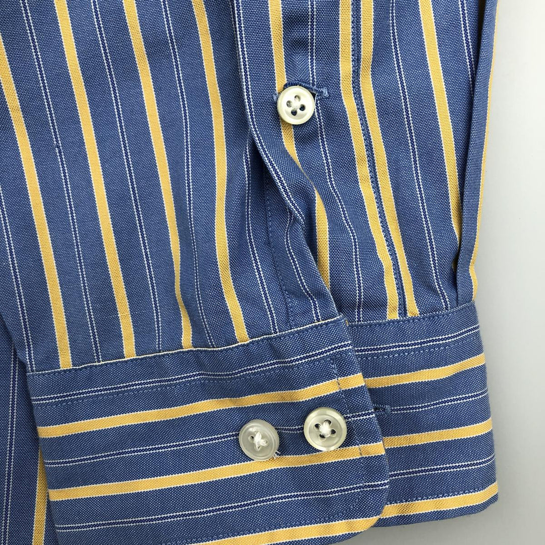 Ralph Lauren YARMOUTH Long Sleeve Button-Down Striped Shirt, Men's XL cotton blue type Vintage Second Hand