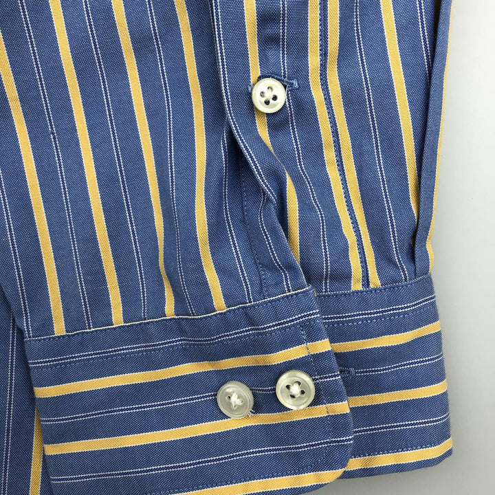 Ralph Lauren YARMOUTH Long Sleeve Button-Down Striped Shirt, Men's XL cotton blue type Vintage Second Hand