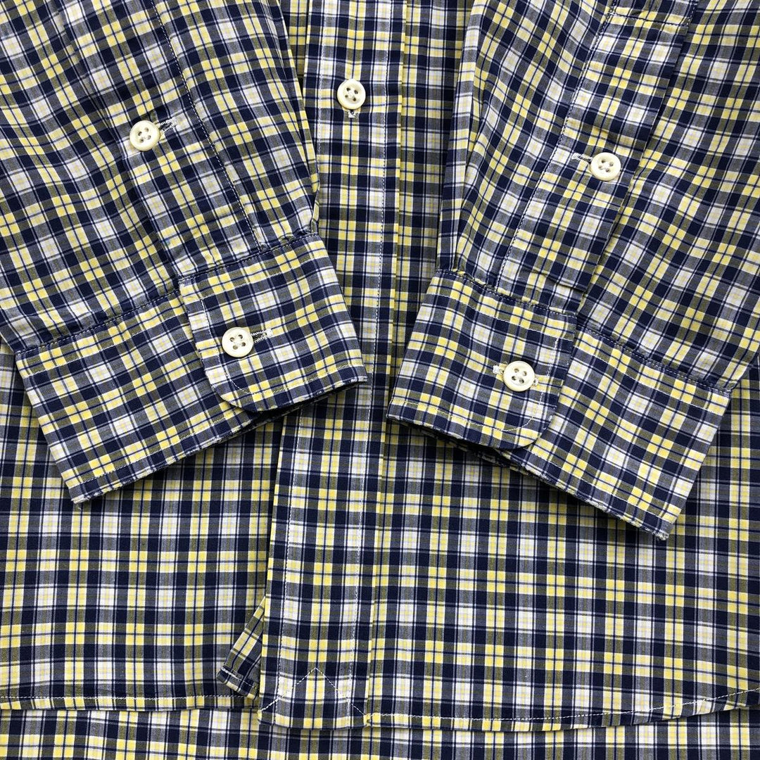 Ralph Lauren POLO by Ralph Lauren BLAKE long-sleeved button-down check shirt, men's size L cotton yellow type Vintage Second Hand