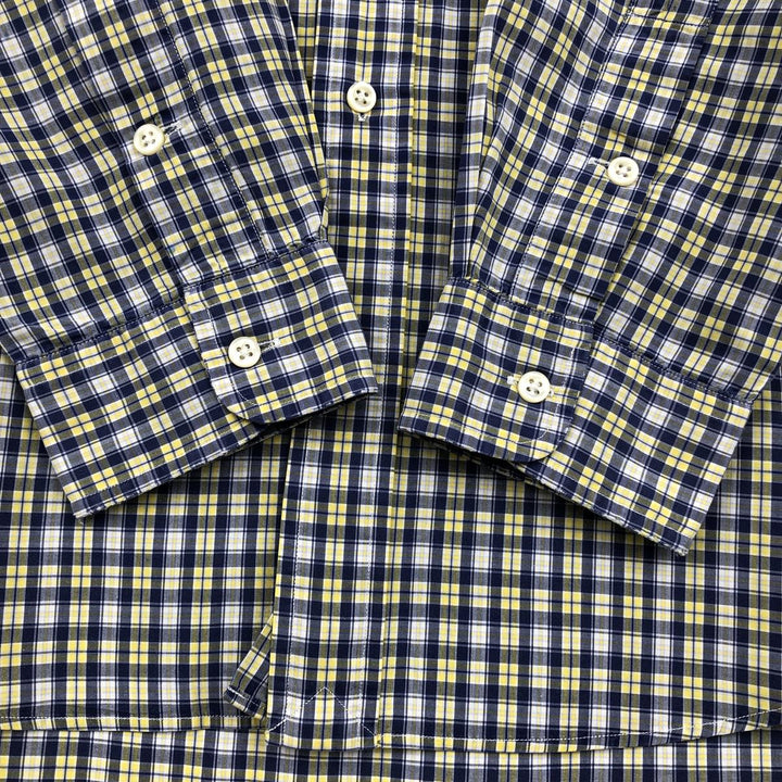 Ralph Lauren POLO by Ralph Lauren BLAKE long-sleeved button-down check shirt, men's size L cotton yellow type Vintage Second Hand