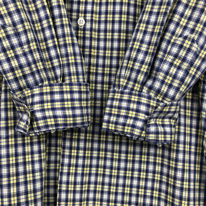 Ralph Lauren POLO by Ralph Lauren BLAKE long-sleeved button-down check shirt, men's size L cotton yellow type Vintage Second Hand