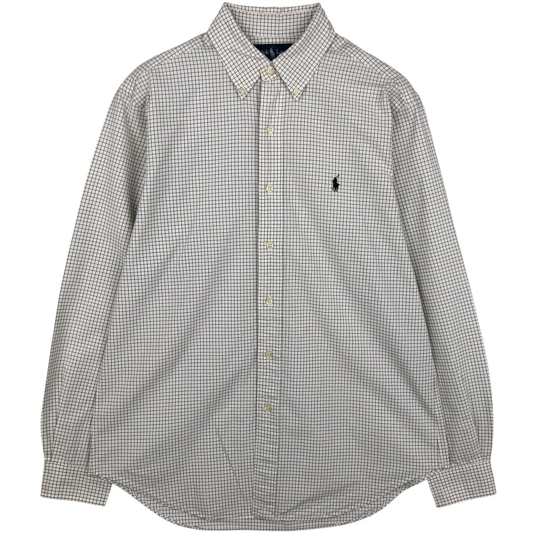 Ralph Lauren Classic Fit Long Sleeve Button Down Check Shirt Men's M cotton pale white type Vintage Second Hand