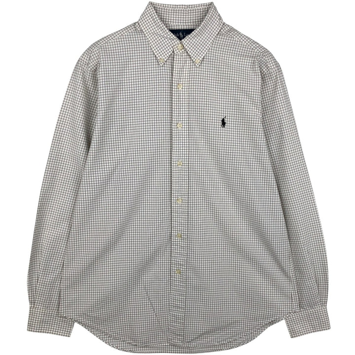 Ralph Lauren Classic Fit Long Sleeve Button Down Check Shirt Men's M cotton pale white type Vintage Second Hand