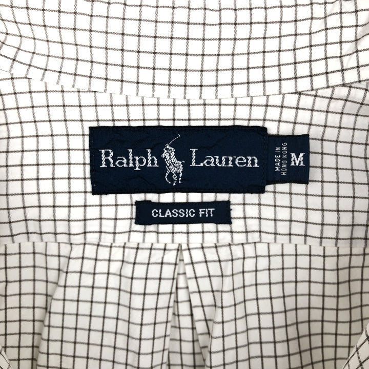 Ralph Lauren Classic Fit Long Sleeve Button Down Check Shirt Men's M cotton pale white type Vintage Second Hand