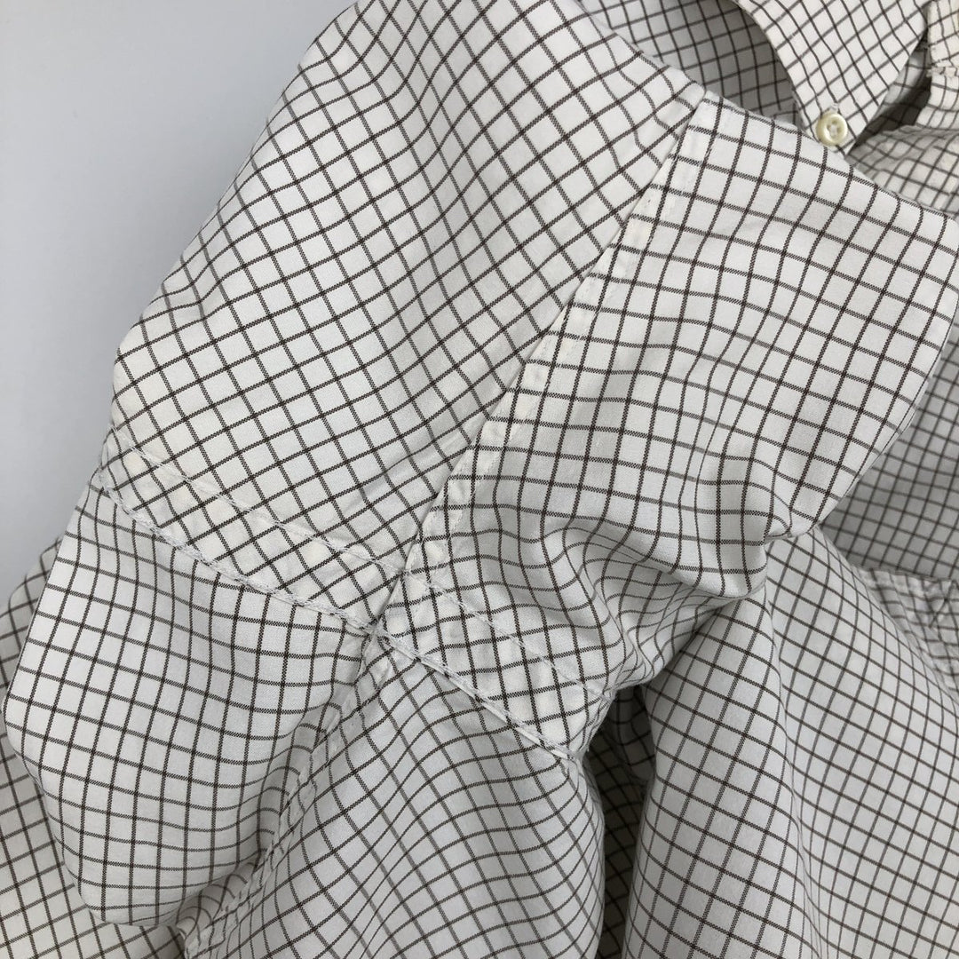 Ralph Lauren Classic Fit Long Sleeve Button Down Check Shirt Men's M cotton pale white type Vintage Second Hand