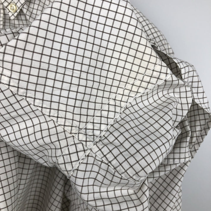 Ralph Lauren Classic Fit Long Sleeve Button Down Check Shirt Men's M cotton pale white type Vintage Second Hand