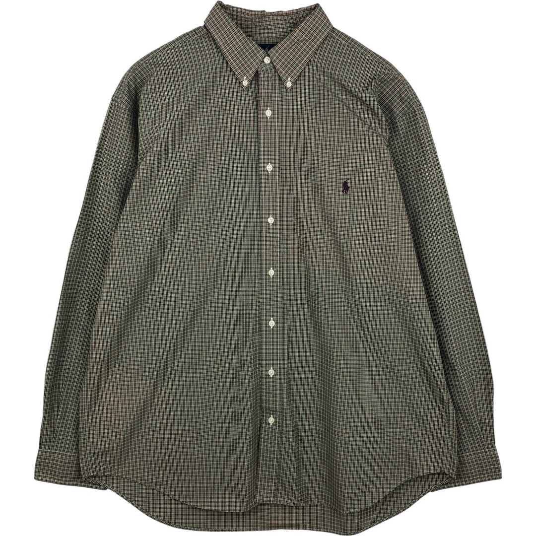 Ralph Lauren Classic Fit Long Sleeve Button Down Check Shirt Men's XL cotton green type Vintage Second Hand