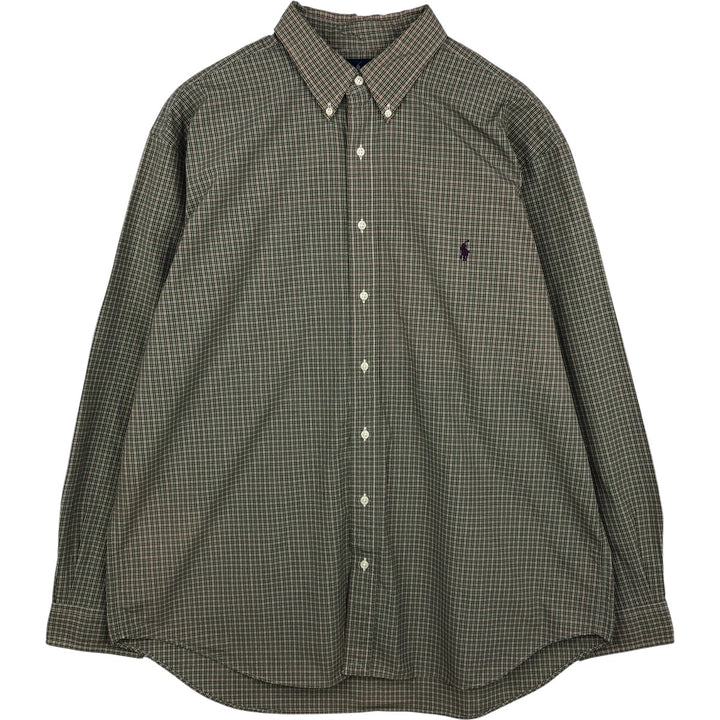 Ralph Lauren Classic Fit Long Sleeve Button Down Check Shirt Men's XL cotton green type Vintage Second Hand