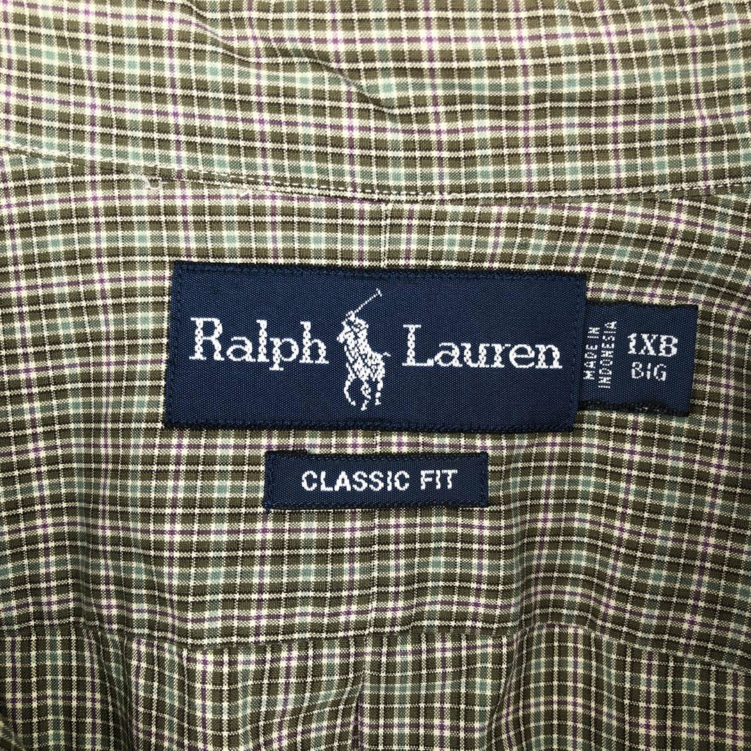 Ralph Lauren Classic Fit Long Sleeve Button Down Check Shirt Men's XL cotton green type Vintage Second Hand