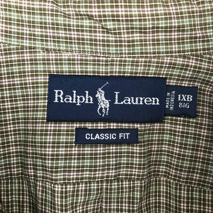 Ralph Lauren Classic Fit Long Sleeve Button Down Check Shirt Men's XL cotton green type Vintage Second Hand