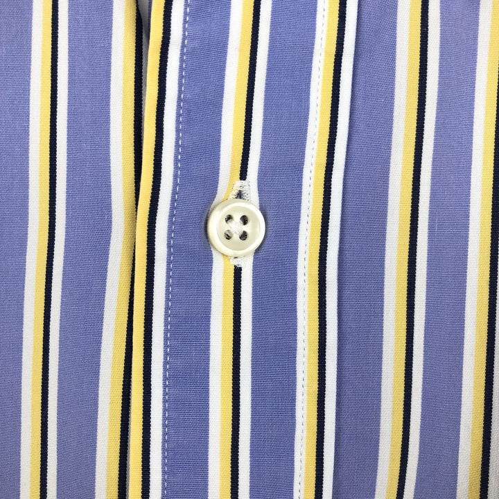 Ralph Lauren Classic Fit Long Sleeve Cotton Striped Shirt, Men's Size L cotton Blue type light blue Vintage Second Hand
