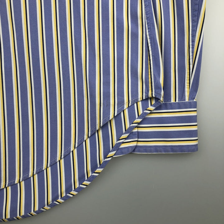 Ralph Lauren Classic Fit Long Sleeve Cotton Striped Shirt, Men's Size L cotton Blue type light blue Vintage Second Hand