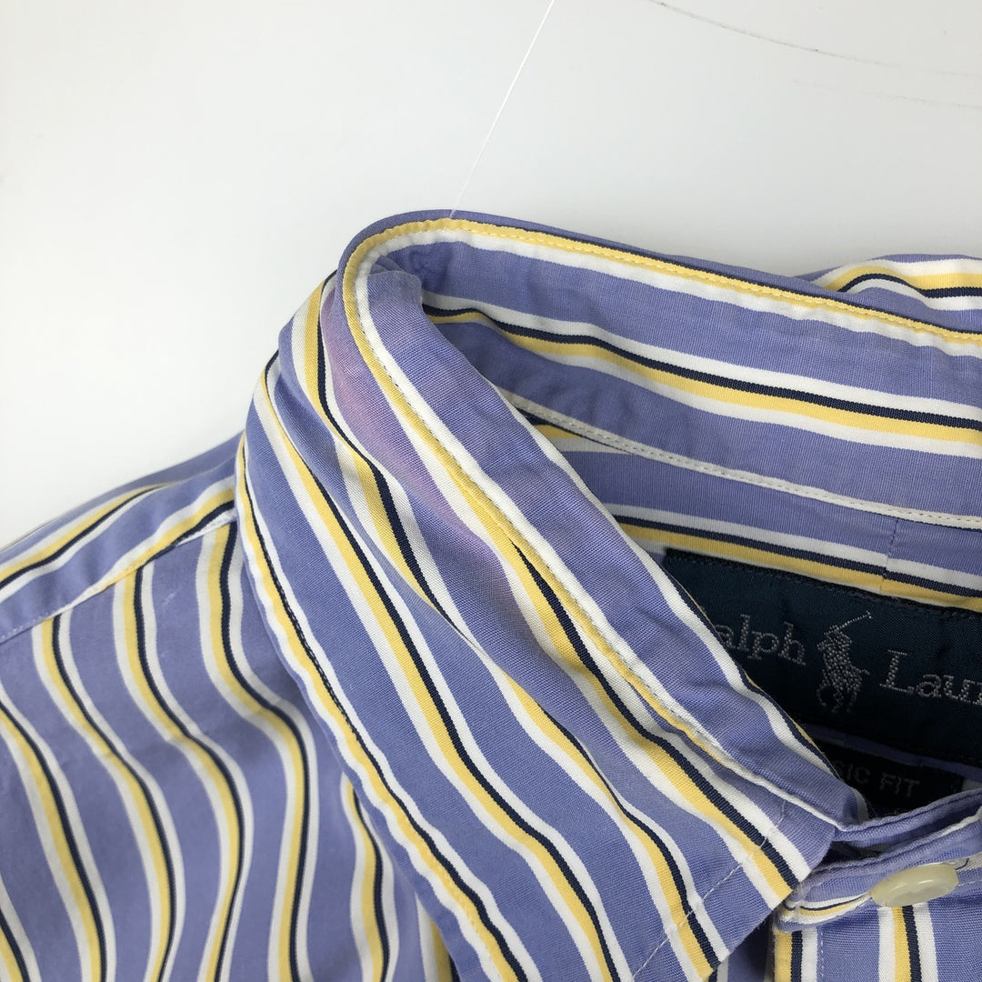 Ralph Lauren Classic Fit Long Sleeve Cotton Striped Shirt, Men's Size L cotton Blue type light blue Vintage Second Hand