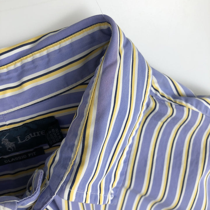 Ralph Lauren Classic Fit Long Sleeve Cotton Striped Shirt, Men's Size L cotton Blue type light blue Vintage Second Hand