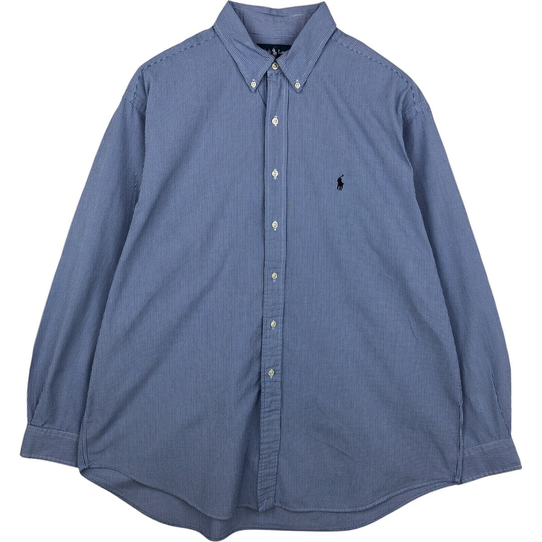 Ralph Lauren BLAKE long sleeve button down check shirt, men's XL size cotton blue type Vintage Second Hand