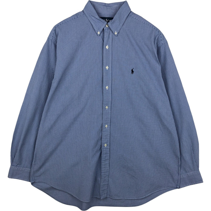Ralph Lauren BLAKE long sleeve button down check shirt, men's XL size cotton blue type Vintage Second Hand