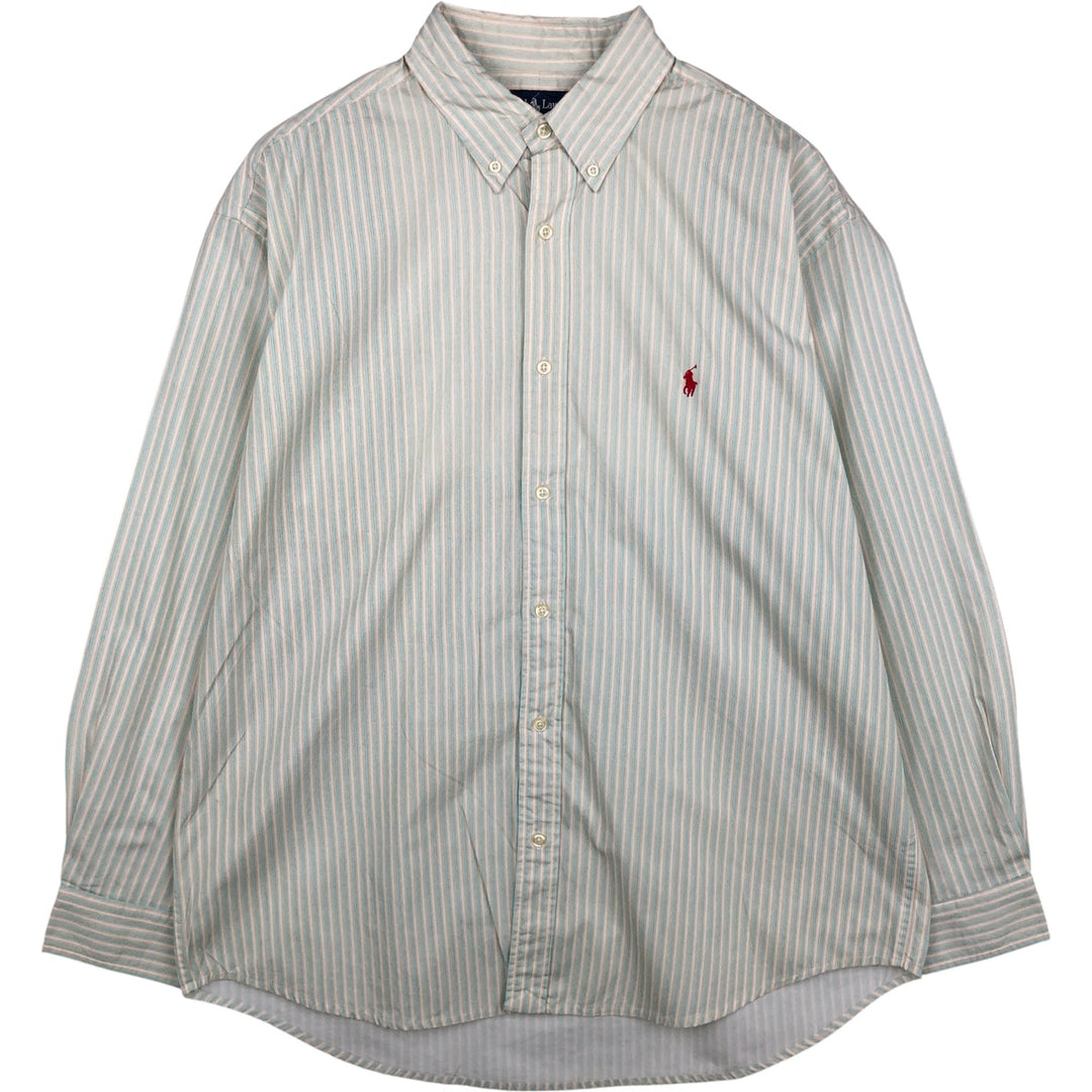 Ralph Lauren BLAKE long sleeve button-down striped shirt, men's size XL cotton white type Vintage Second Hand