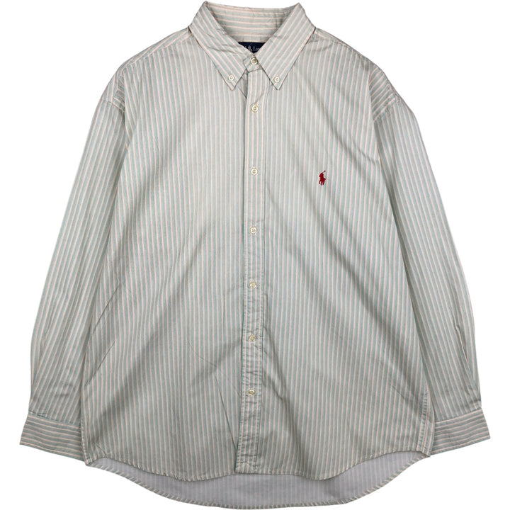 Ralph Lauren BLAKE long sleeve button-down striped shirt, men's size XL cotton white type Vintage Second Hand