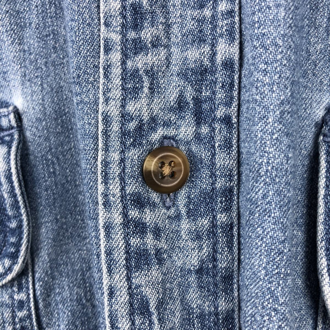 90'S Cabela's Vintage Long Sleeve Button-Down Denim Shirt, Men's Size XL cotton blue type Vintage Second Hand