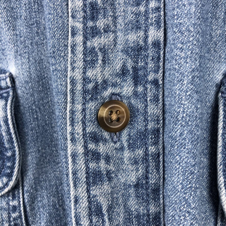 90'S Cabela's Vintage Long Sleeve Button-Down Denim Shirt, Men's Size XL cotton blue type Vintage Second Hand