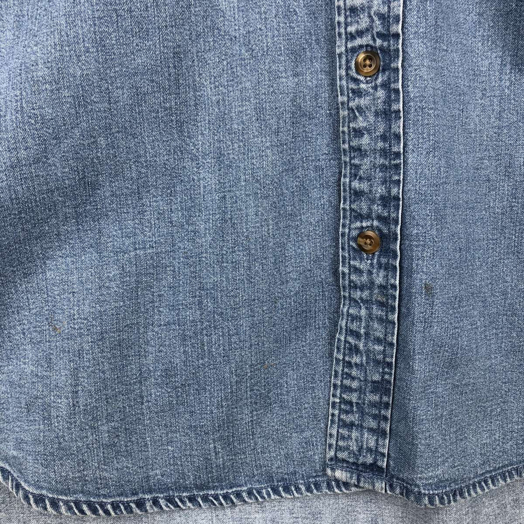 90'S Cabela's Vintage Long Sleeve Button-Down Denim Shirt, Men's Size XL cotton blue type Vintage Second Hand