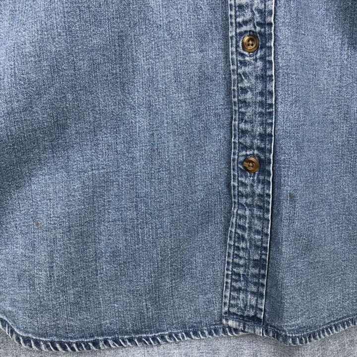 90'S Cabela's Vintage Long Sleeve Button-Down Denim Shirt, Men's Size XL cotton blue type Vintage Second Hand