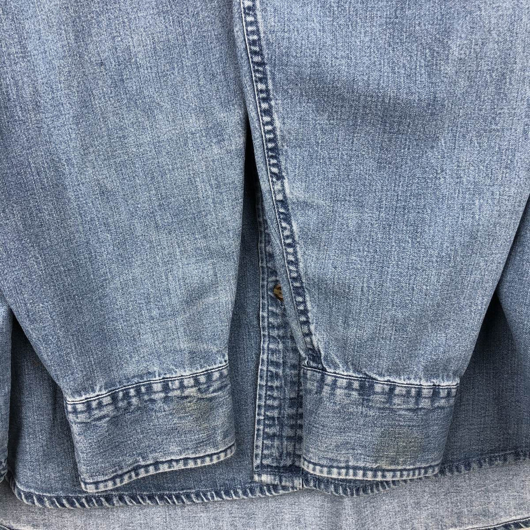 90'S Cabela's Vintage Long Sleeve Button-Down Denim Shirt, Men's Size XL cotton blue type Vintage Second Hand