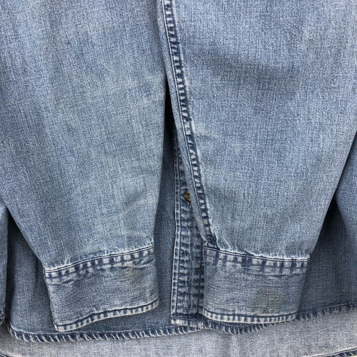 90'S Cabela's Vintage Long Sleeve Button-Down Denim Shirt, Men's Size XL cotton blue type Vintage Second Hand