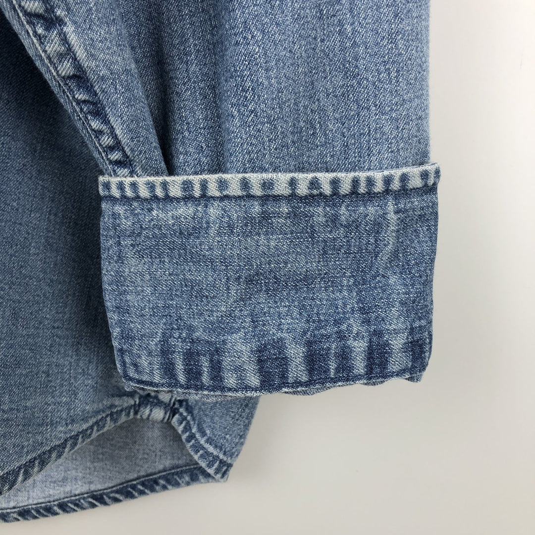 90'S Cabela's Vintage Long Sleeve Button-Down Denim Shirt, Men's Size XL cotton blue type Vintage Second Hand